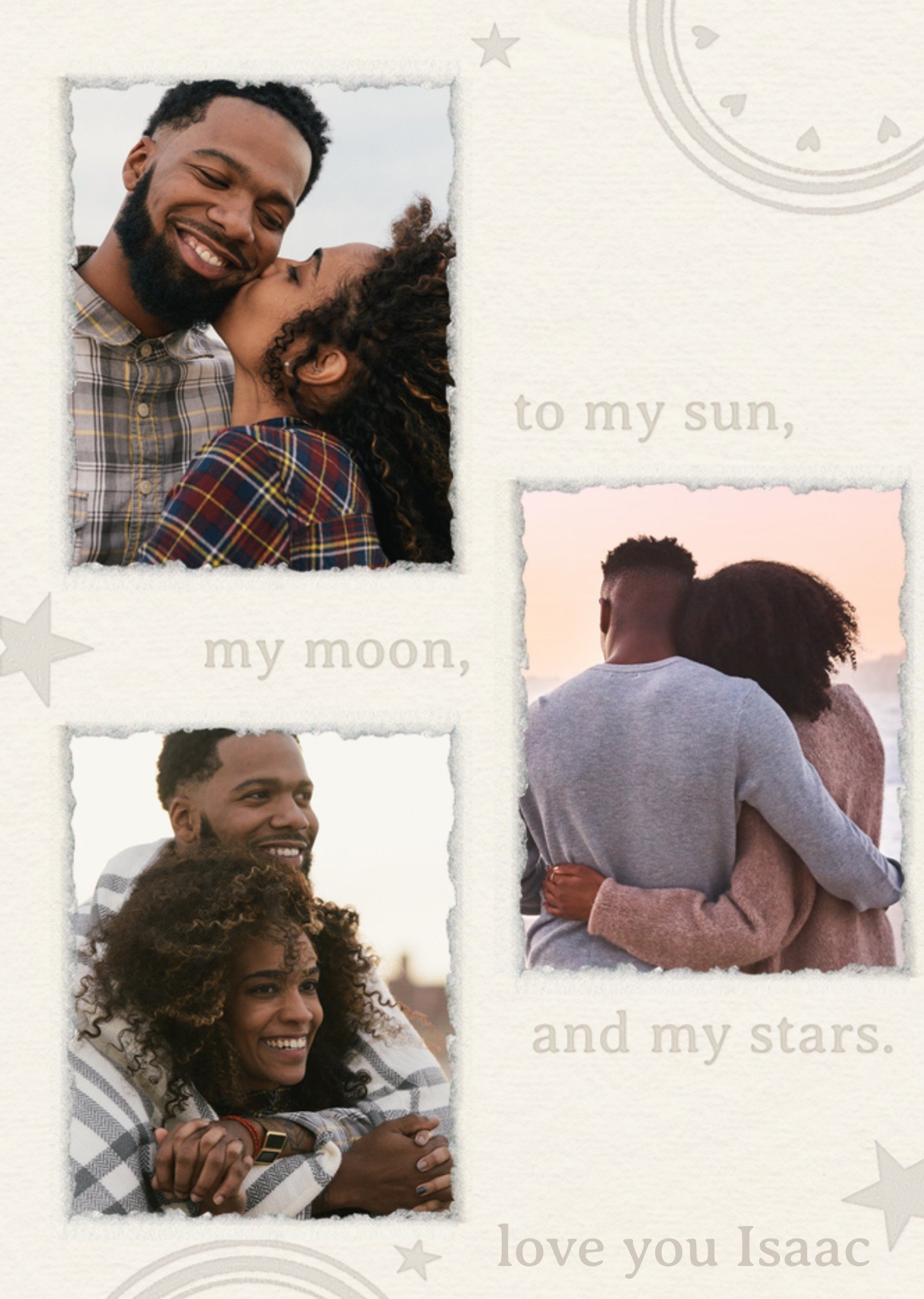 Moonpig To My Sun Moon And Stars Torn Paper Frames Photo Upload Love Birthday Card