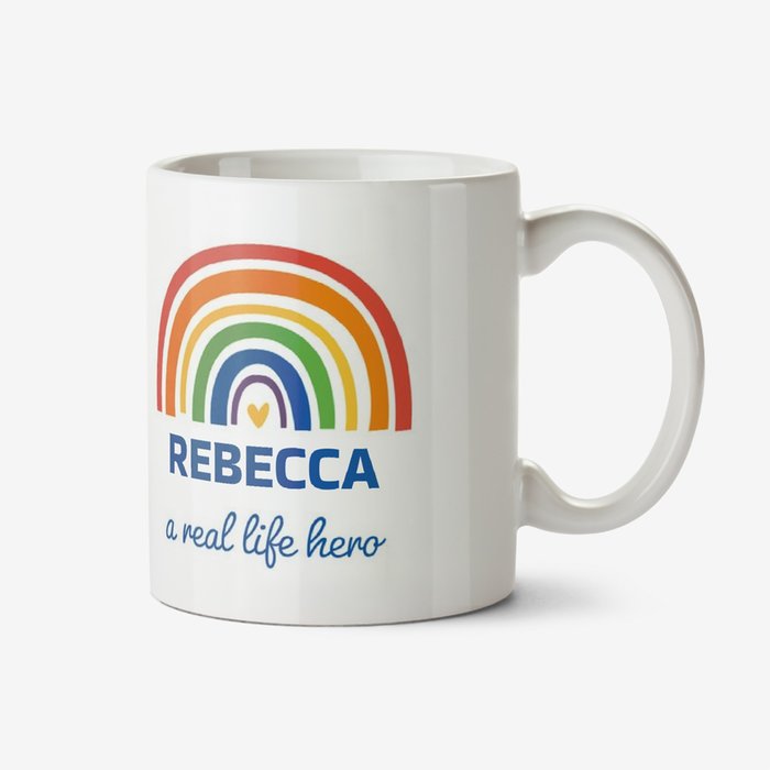 Rainbow Illustration A Real Life Hero Personalised Mug