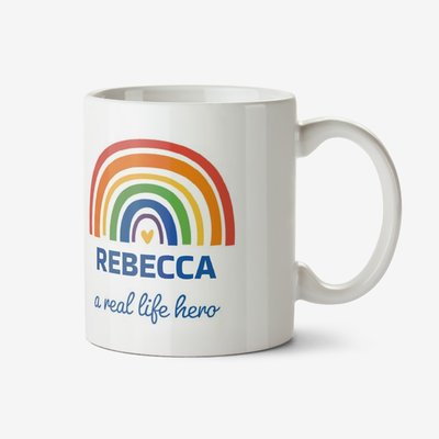 Rainbow Illustration A Real Life Hero Personalised Mug