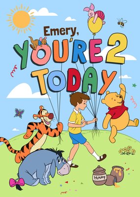 You're 2 Today Disney Winnie The Pooh Character Birthday Card