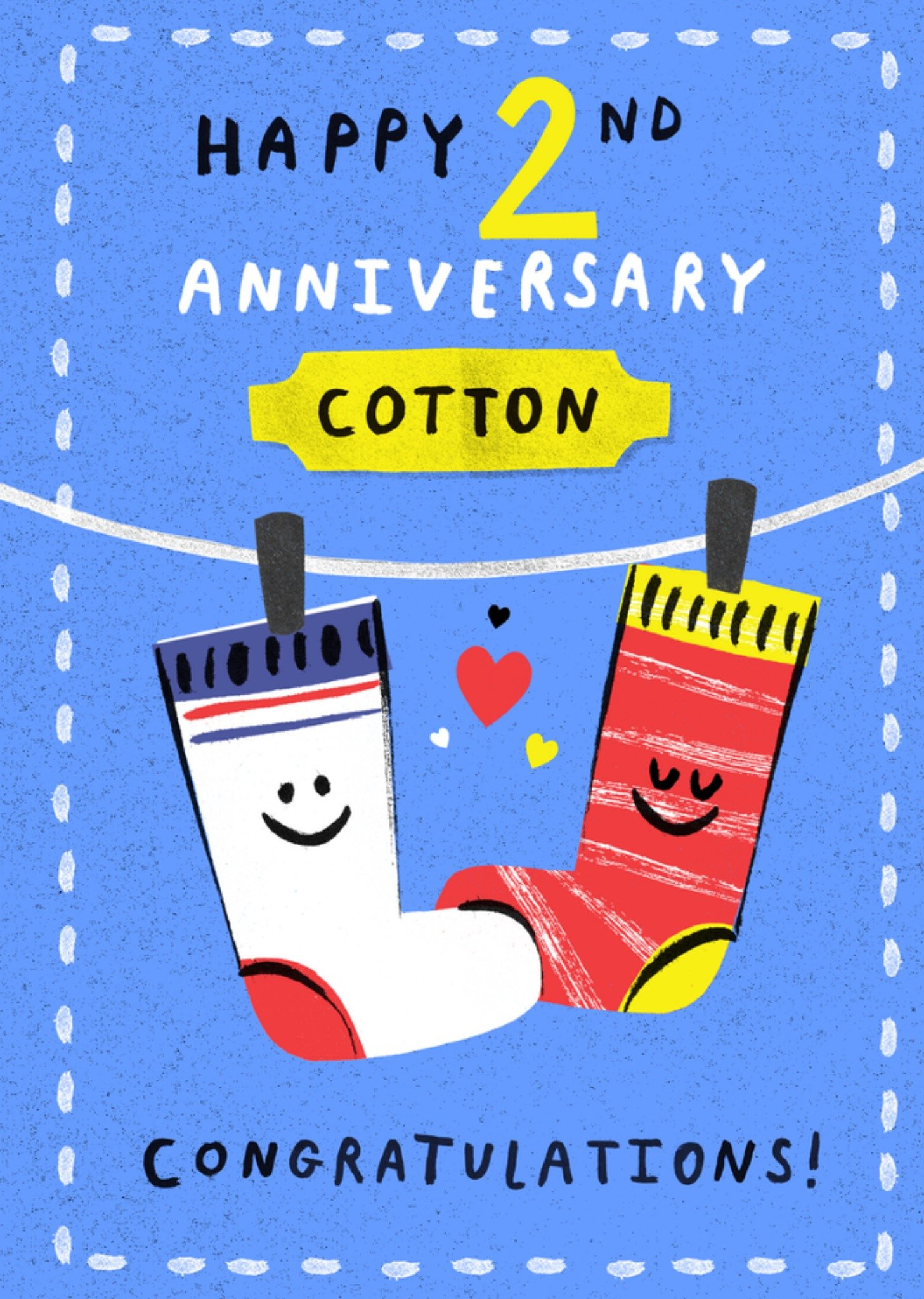 Moonpig Happy 2nd Anniversary Cotton Card