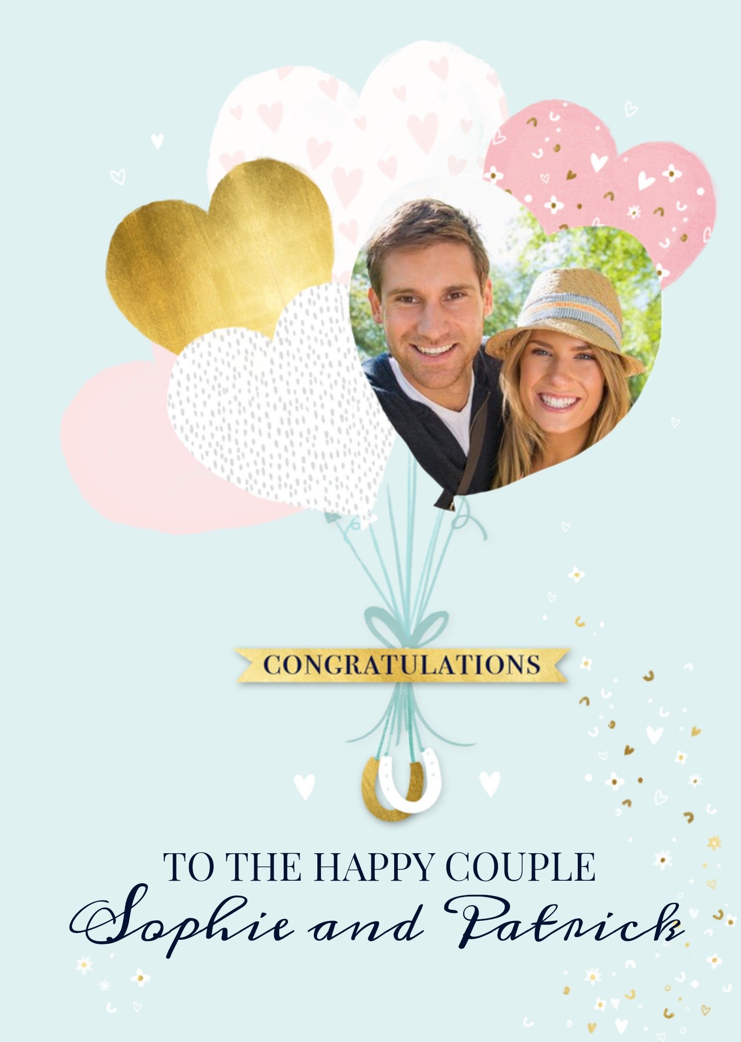 Moonpig Illustration Of A Bouquet Of Heart Shaped Balloons On A Teal Background Wedding Photo Upload