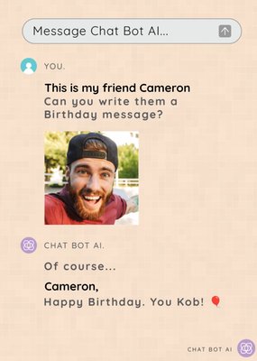 Koji Creative Message Chat Bot AI Friend Photo Upload Birthday Card