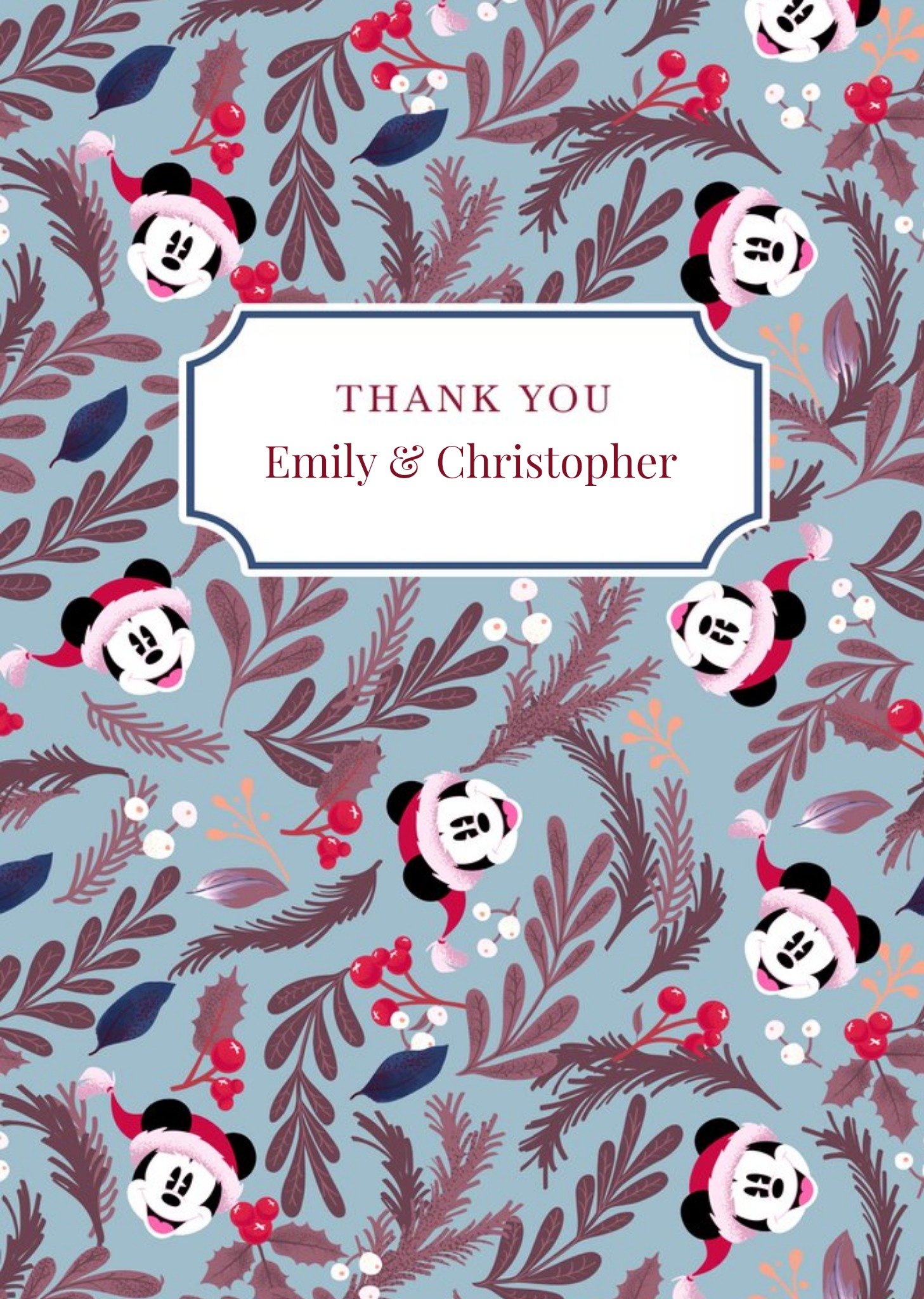 Mickey Mouse Disney Luxe Christmas Thank You Card