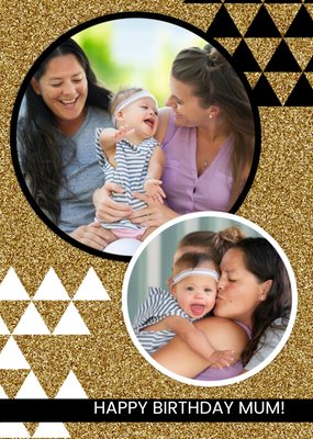 Glitter Circular Frames Personalised Photo Upload Happy Birthday Card