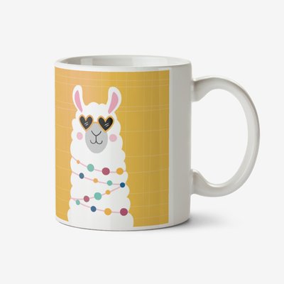 Cute Llama Illustration Photo Upload Mug