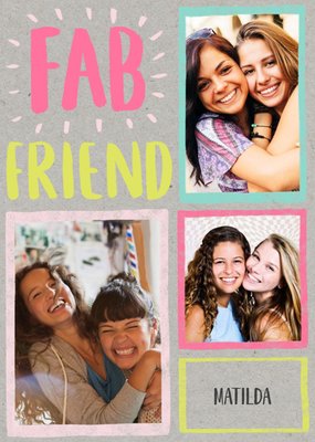 Neon Letters Fab Friend Photo And Personalised Name Postcard