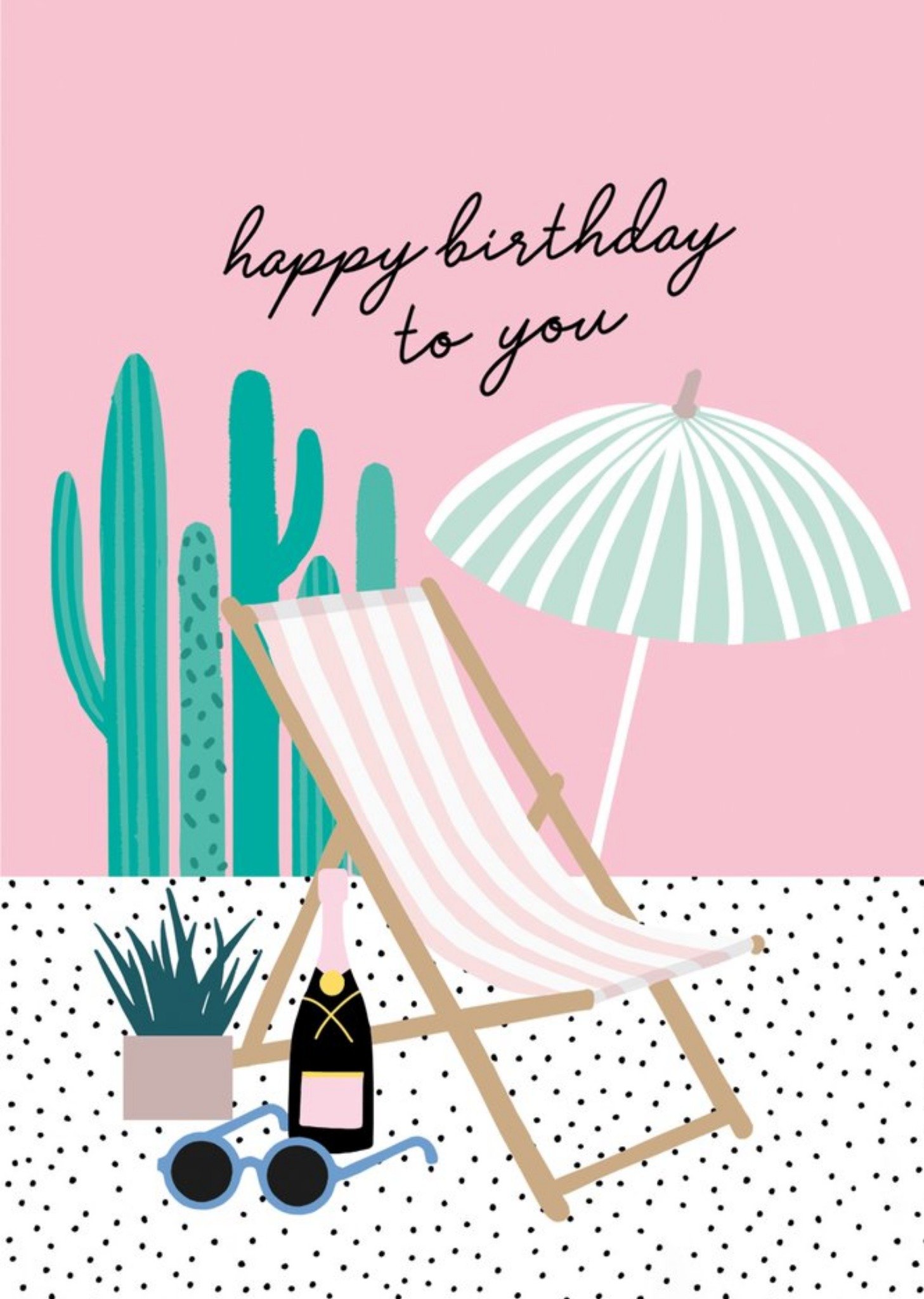 Moonpig Happy Birthday Deckchair And Umbrella Card