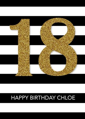 Personalised 18th Birthday Card - 18 Stripe Card