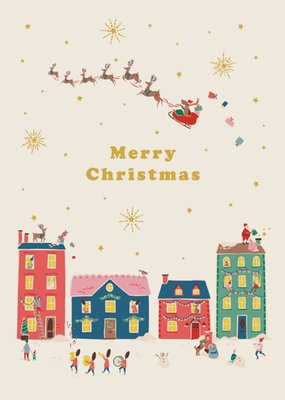 Merry Christmas Festive Village Scene Cath Kidston Card 