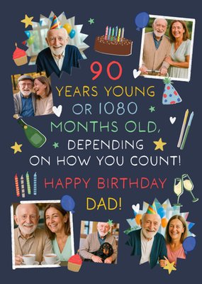 90 Years Young Photo Upload Happy Birthday Dad Card