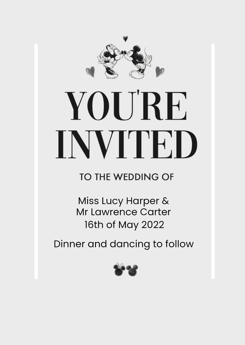 Disney Mickey Mouse Wedding Invitation Wedding Card