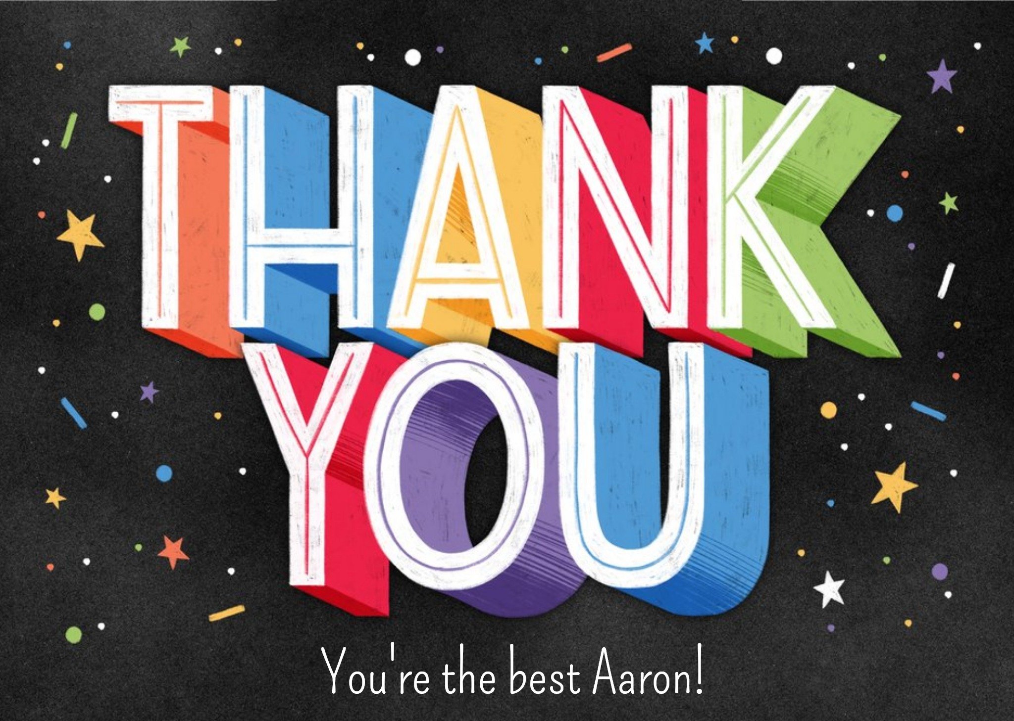 Moonpig Typographic Chalkboard Star Confetti Thank You Card