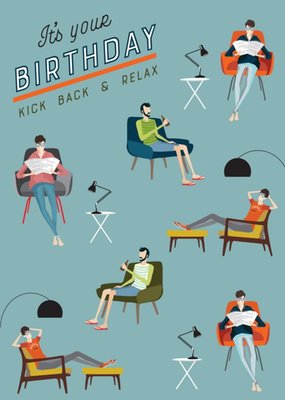 Traditional Illustrated Kick Back And Relax Card