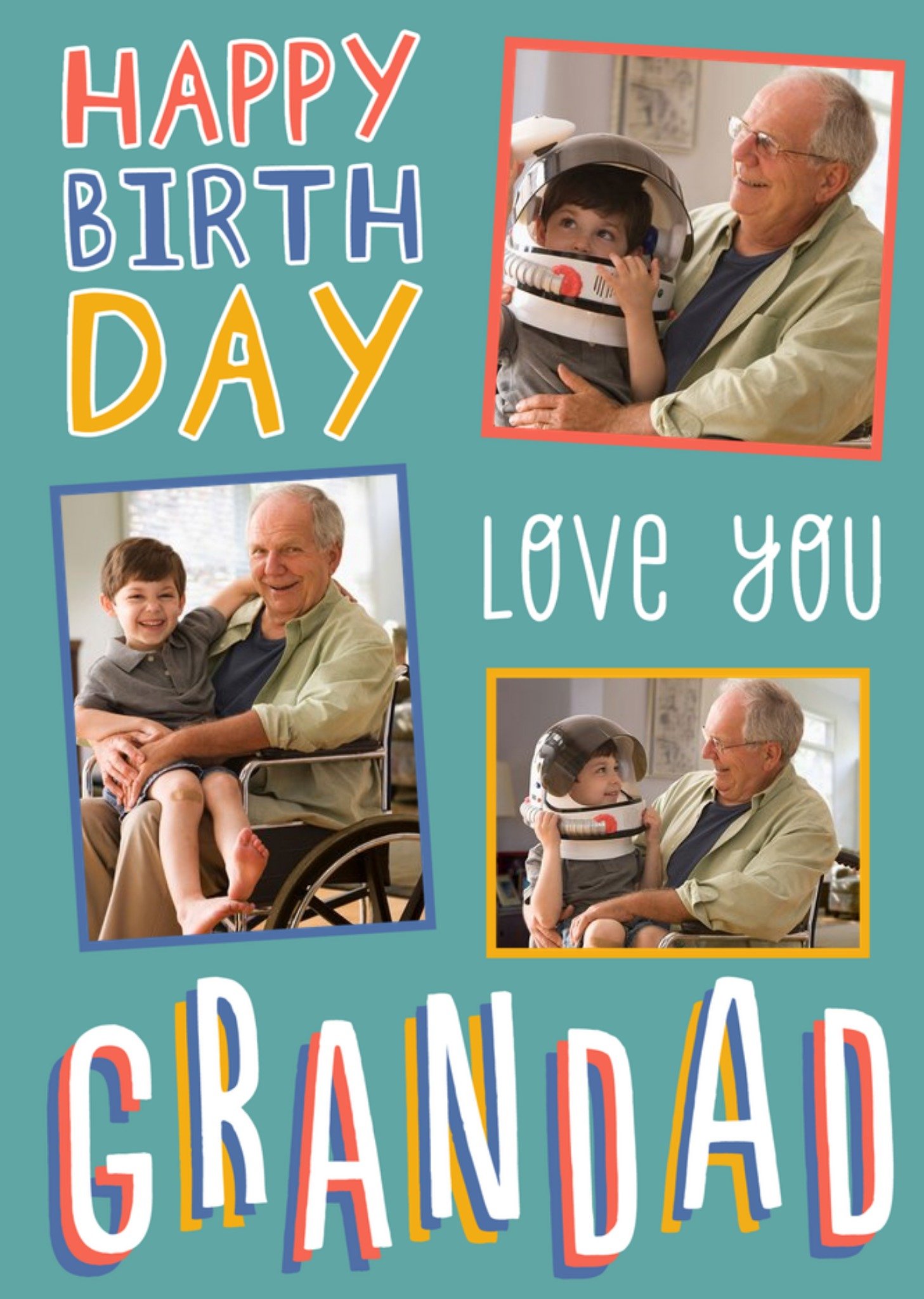 Moonpig Big Bold Type Typographic Grandad Birthday Photo Upload Card
