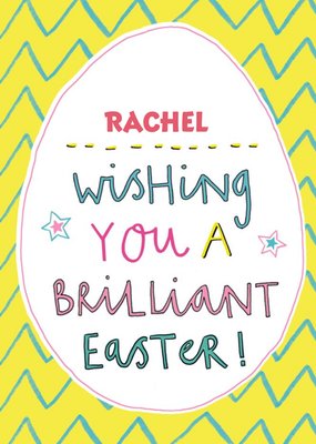 Egg Shaped Frame On A Vibrant Background With Colourful Handwritten Text Easter Card