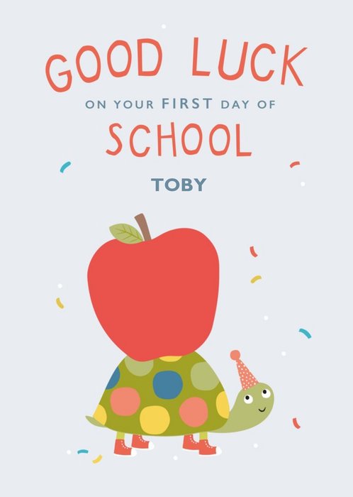 Klara Hawkins Cute Tortoise First Day of School Card