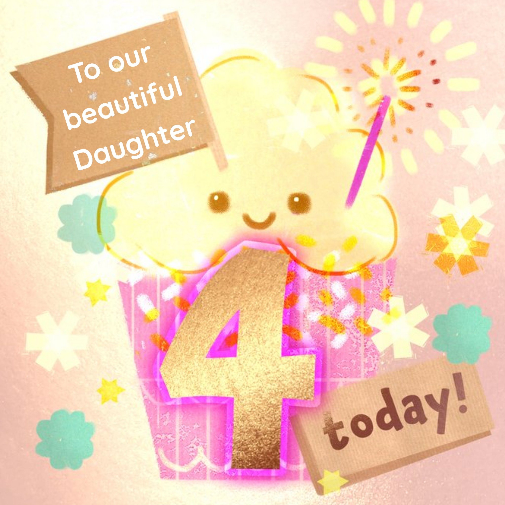 Moonpig To Our Beautiful Daughter Cupcake 4 Today Age Birthday Card