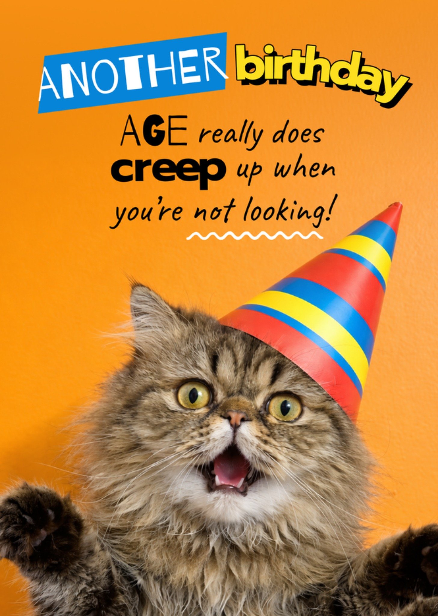 Moonpig Surprised Cat Funny Age Joke Birthday Card