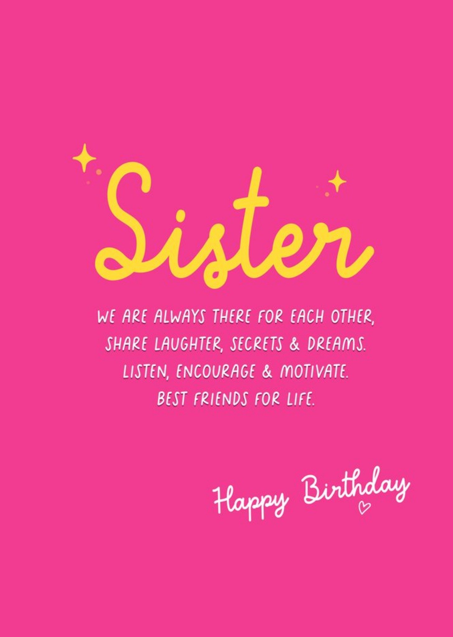 Moonpig Bright Simple Typographic Sister Best Friends For Life Birthday Card