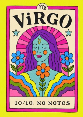 Virgo Zodiac Astrology Retro Birthday Card