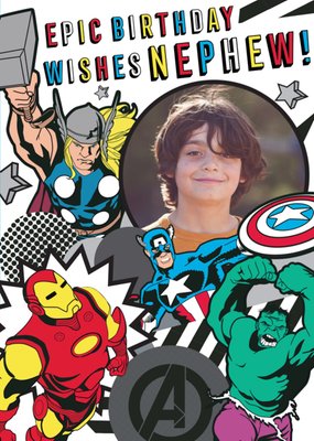 Marvel Comics Nephew Epic Birthday photo upload card