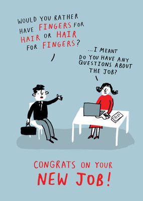 New Job Humourous Interview Illustrated Congratulations Card