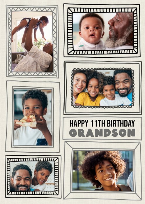 Frame Us 11th Birthday Illustrated Picture Frames Photo Upload Birthday Card