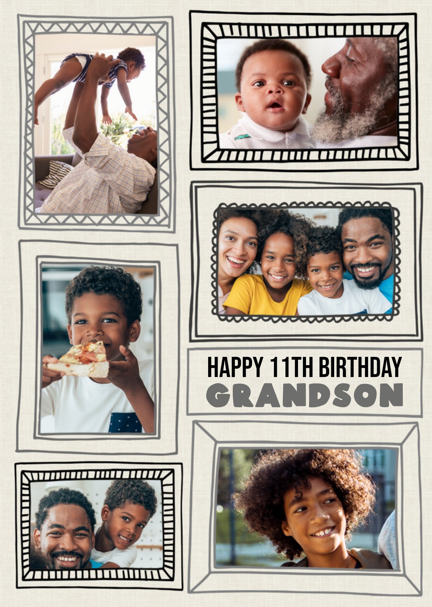 Moonpig Frame Us 11Th Birthday Illustrated Picture Frames Photo Upload Birthday Card, Large