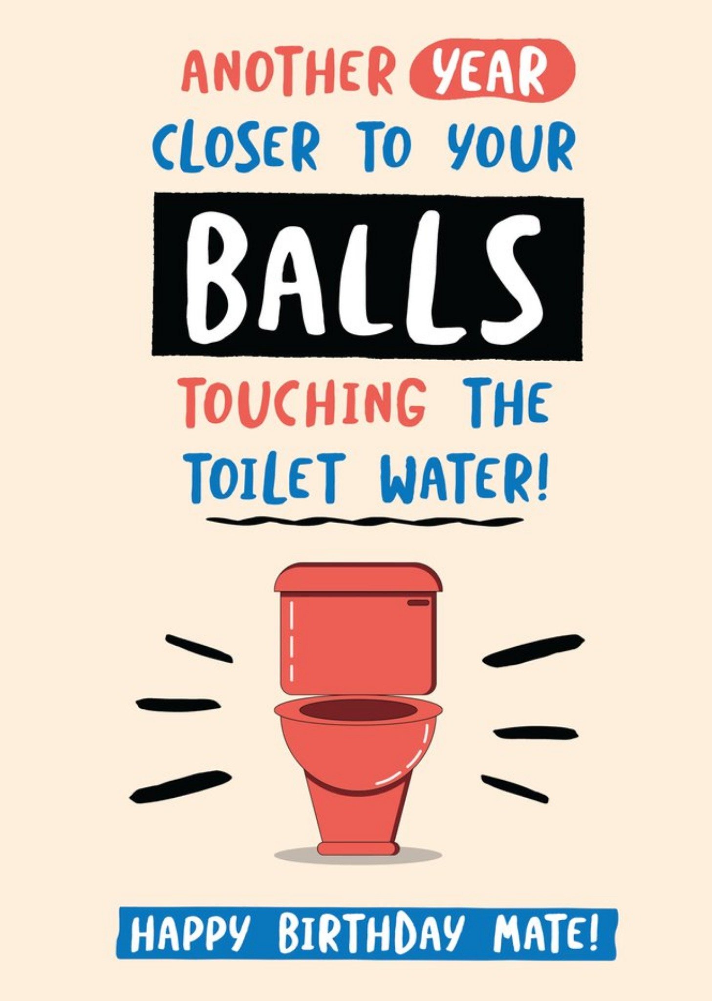 Moonpig Banter Funny Illustrated Toilet Cheeky Typographic Birthday Card