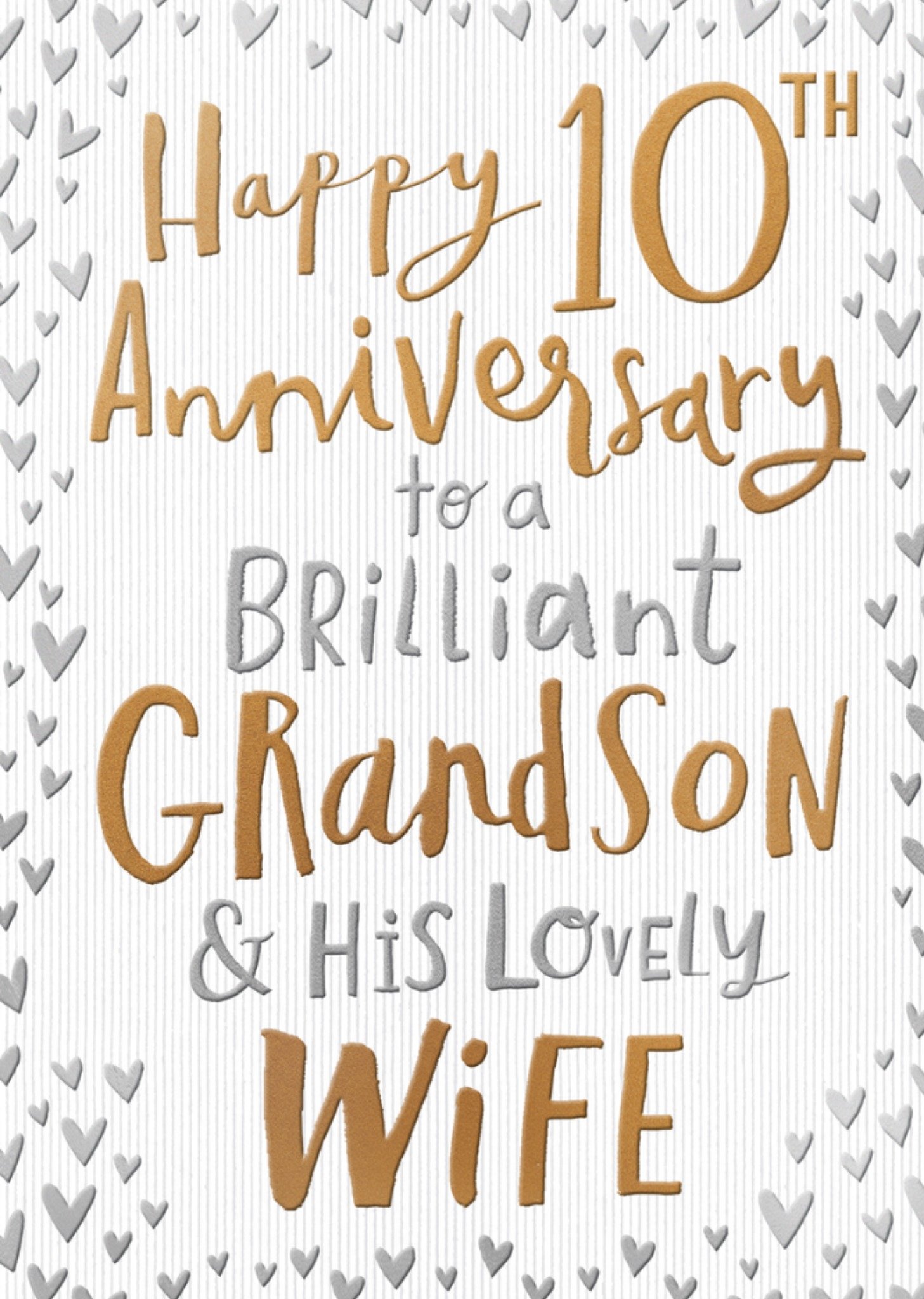 Moonpig Grandson & Wife 10th Anniversary Card