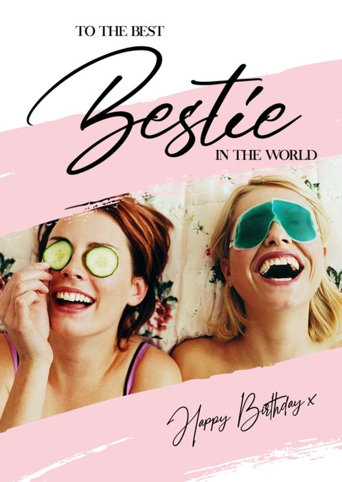 Photo Upload Typographic Bestie Birthday Card