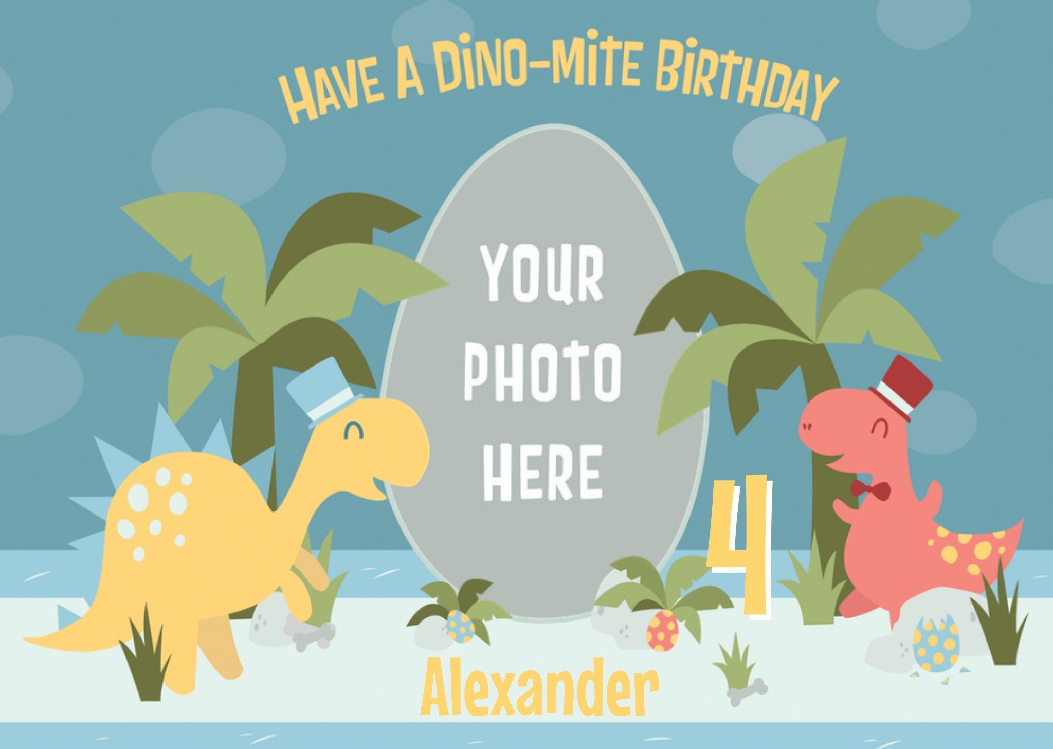 Moonpig Have A Dino-Mite Birthday Personalised Photo Upload 4th Birthday Card