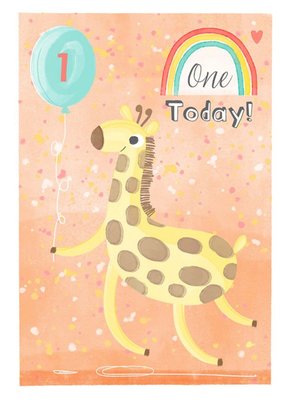 Dinky Rouge Cute Giraffe One Today Birthday Card