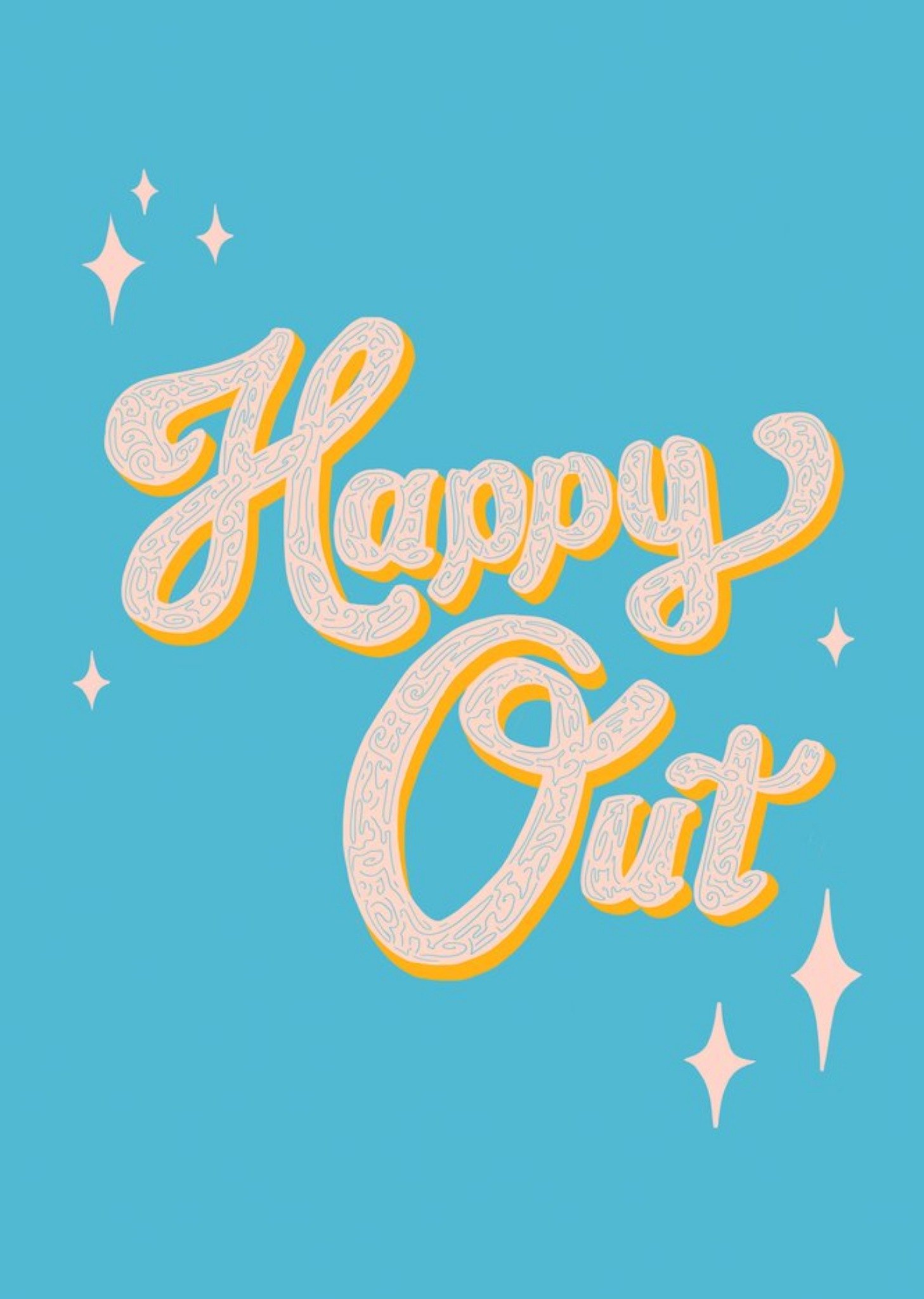 Moonpig Colourful Typography On A Blue Background With Sparkles Happy Out Card