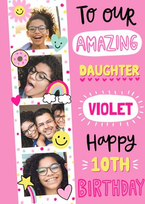 Lisa Barlow Designs To Our Amazing Daughter 10th Birthday Illustrated Photo Upload Birthday Card