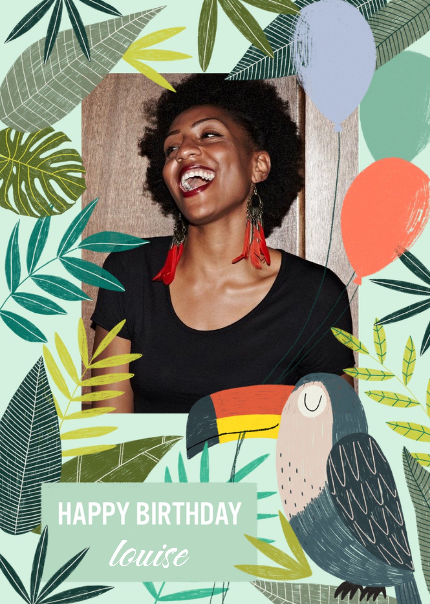 Moonpig Birthday Card - Happy Birthday - Toucan - Tropical - Photo Upload
