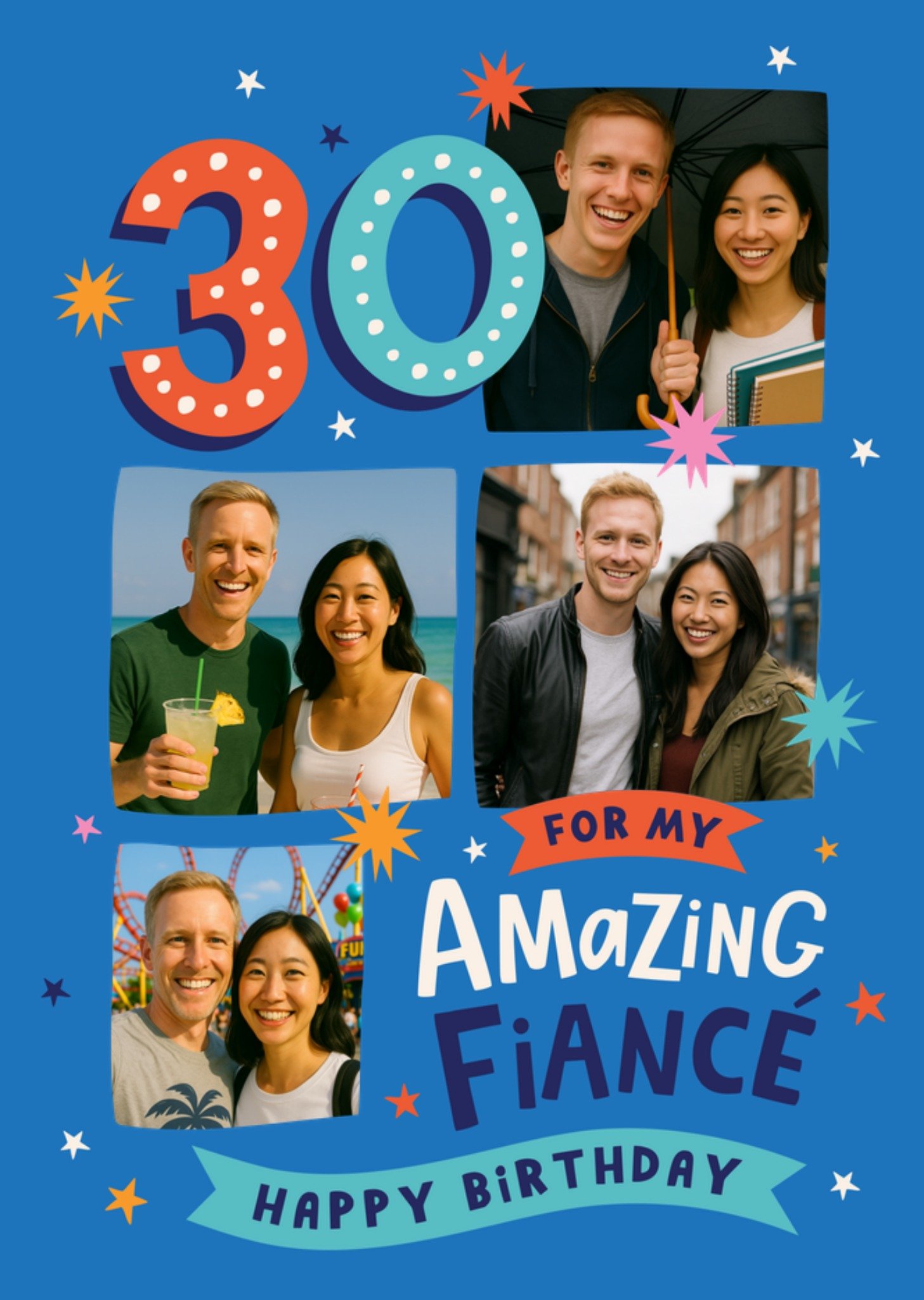 Dotty Black 30 Amazing FiancÃ© Photo Upload Birthday Card