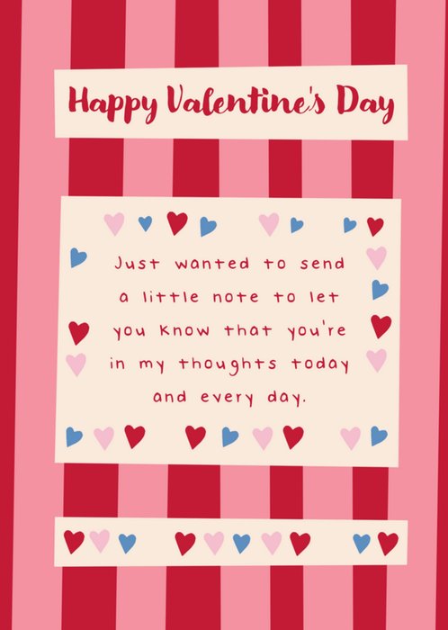 Sweet Just Wanted To Send A Little Note Happy Valentine's Day Card