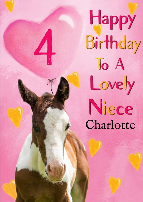 Photo Of Horse With Birthday Balloon Niece 4th Birthday Card