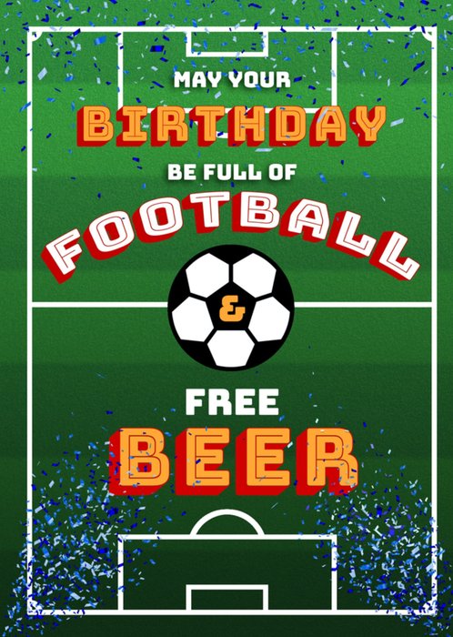 Football Pitch Confetti Illustrated Birthday Card