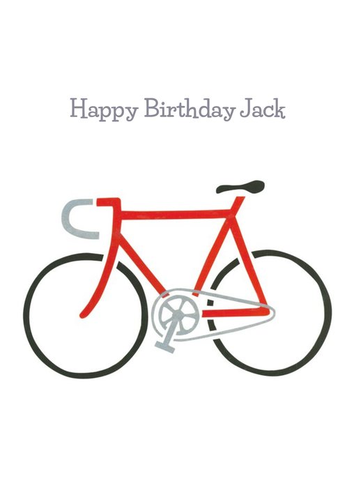 Red Bicycle Stencil Personalised Happy Birthday Card