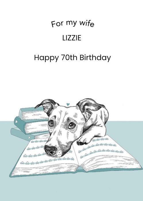 BlueTerrier Dog Illustrated Book Lover Birthday Card