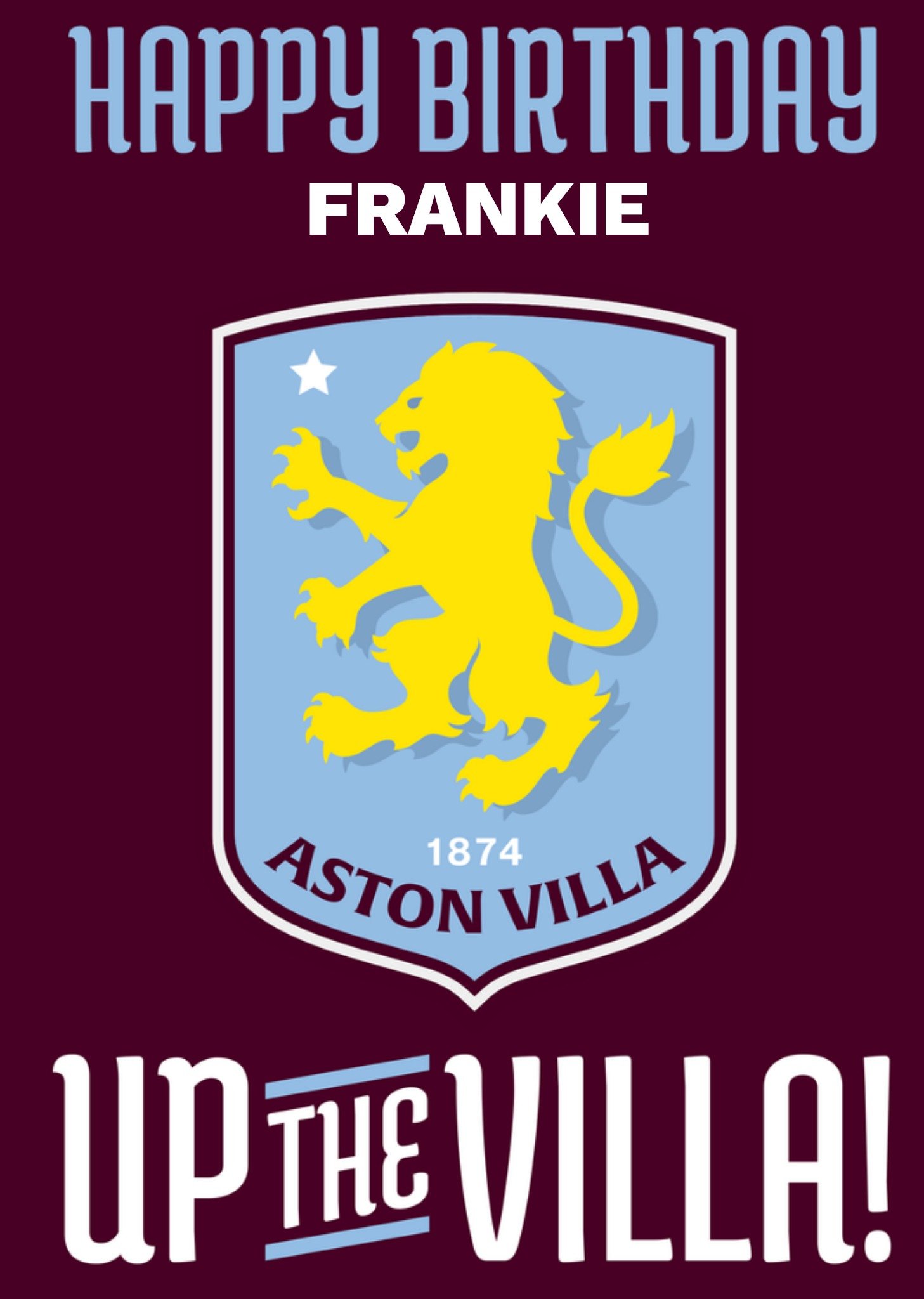 Moonpig Aston Fc Up The Villa Birthday Card