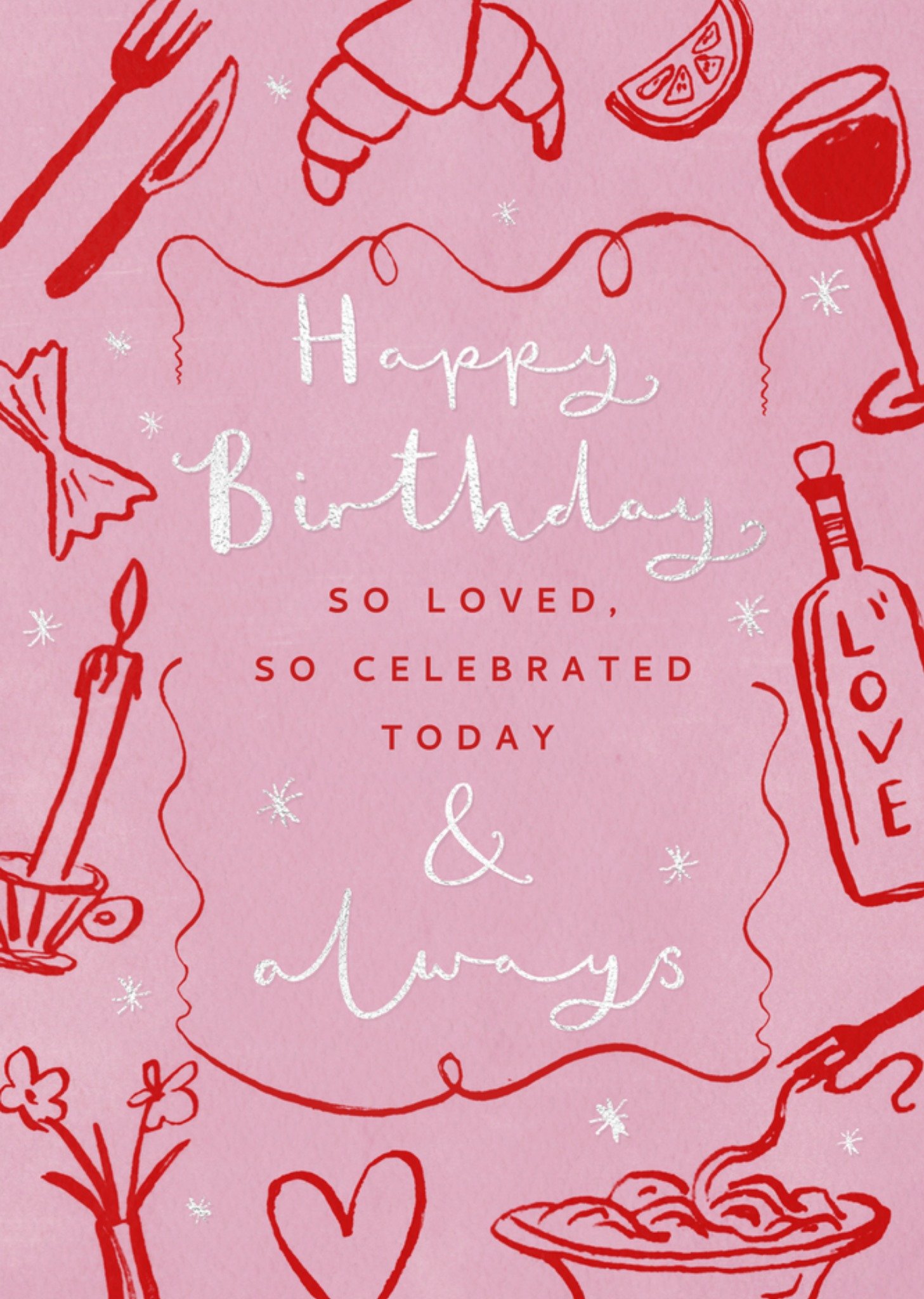 Moonpig So Loved So Celebrated Today Illustrated Birthday Card