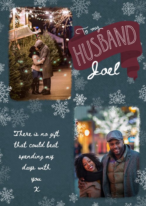 To Husband Snowflakes Photo Upload Christmas Card