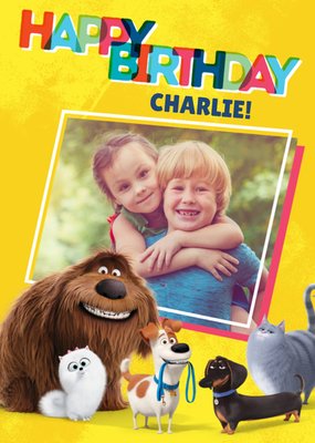 Universal Secret Life Of Pets 2 kids Birthday photo upload Card