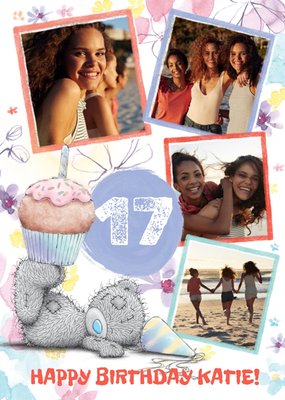 Cute Tatty Teddy 17th Birthday Photo Upload Card