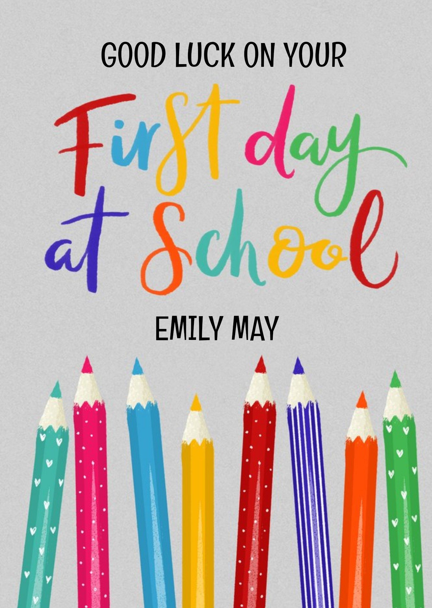 Moonpig Okey Dokey Design Illustrated Pencils First Day At School Card
