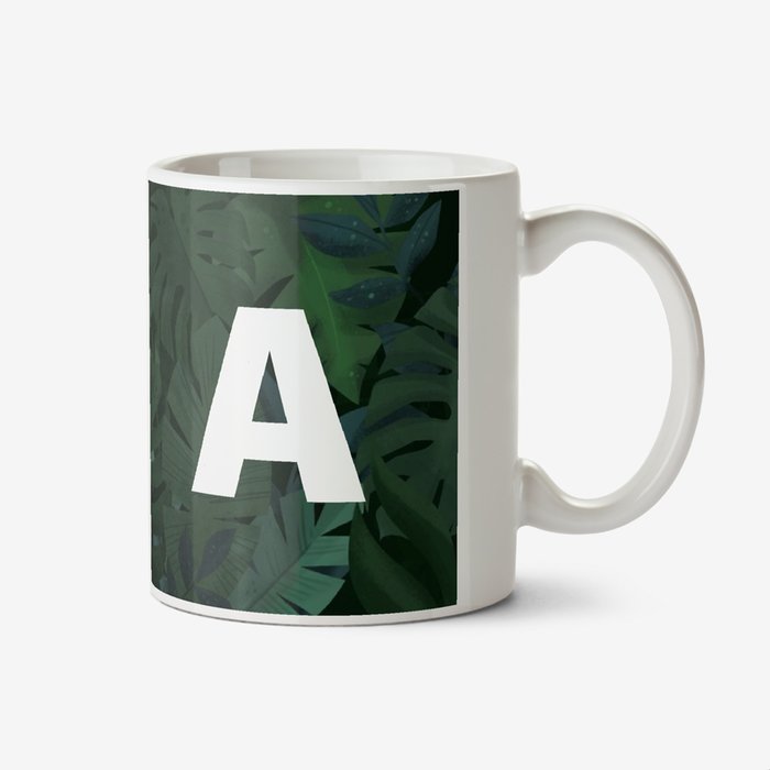 Leaves Background Personalise Letter Mug